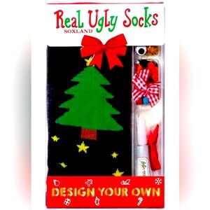 NWT NIB Soxland Real Ugly Socks Evergreen Design Your Own Holiday Christmas Tree